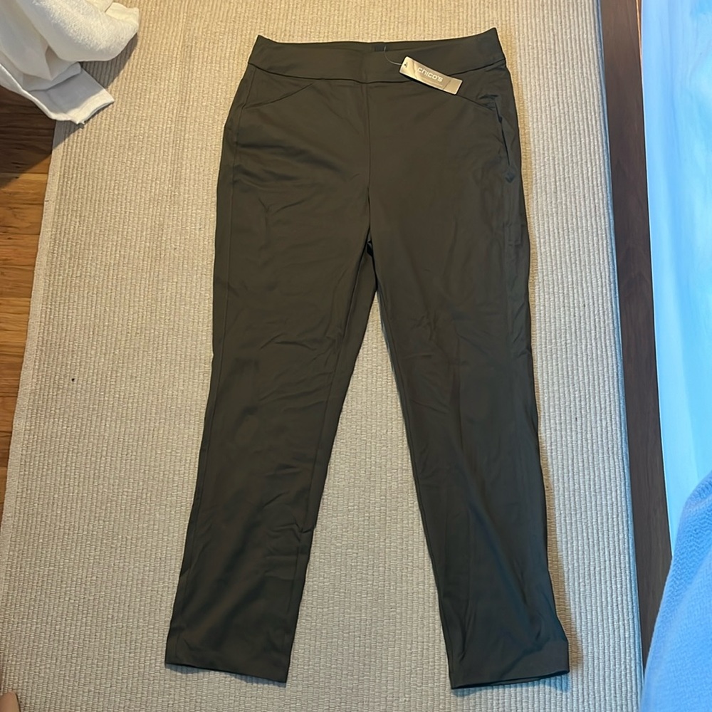 NWT Chico’s olive green ankle trousers